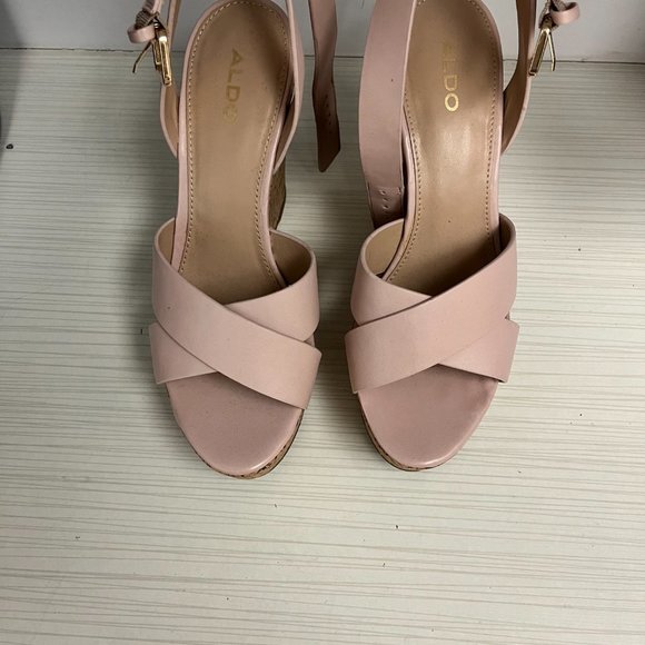 ALDO brand pink wedge platform, size 7.5 - Picture 2 of 6